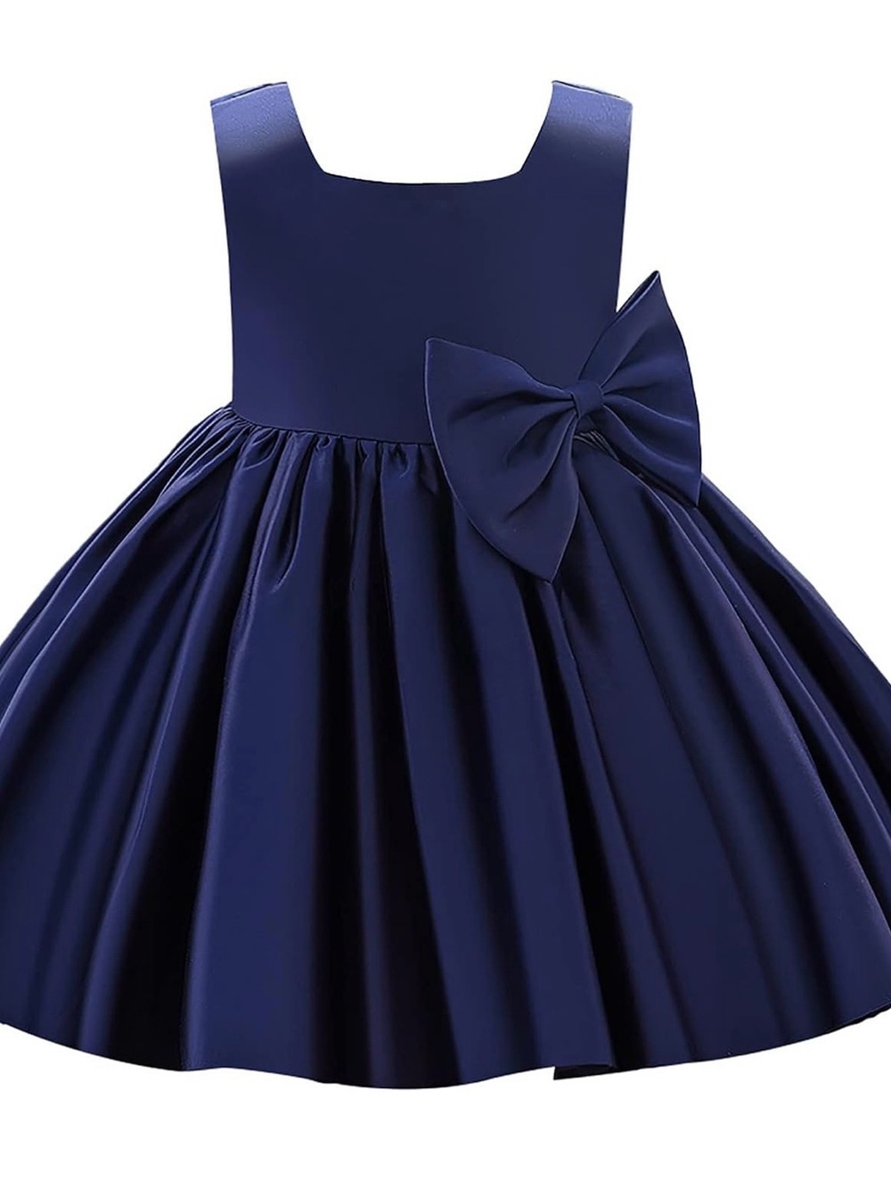 Girls' Navy Bow-Accent Party Dress